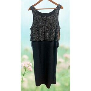 Carole Little Maxi Dress 16 Black Brown Floral Layered Sleeveless Career New